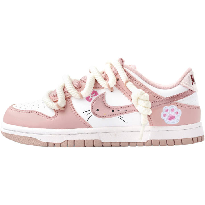 Nike Nike Dunk Hello Kitty Paw Low top Kids' Skateboarding Shoes Pink Teenagers