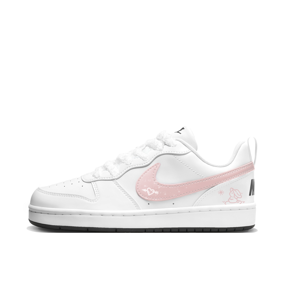 Nike Nike Court Borough Synthetic Leather Abrasion Resistant Abrasion Resistant Low top Kids' Skateboarding Shoes Pink White