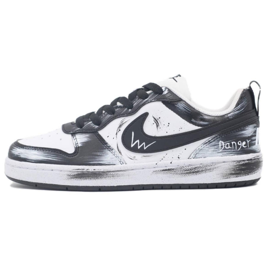Nike Nike Court Borough Free Trajectory Slip Resistant Abrasion Resistant Low top Kids' Skateboarding Shoes Gray White