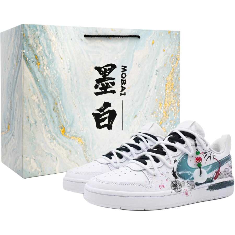 Nike Nike Court Borough Blue Ink Koi Slip Resistant Abrasion Resistant Low top Kids' Skateboarding Shoes White Teenagers