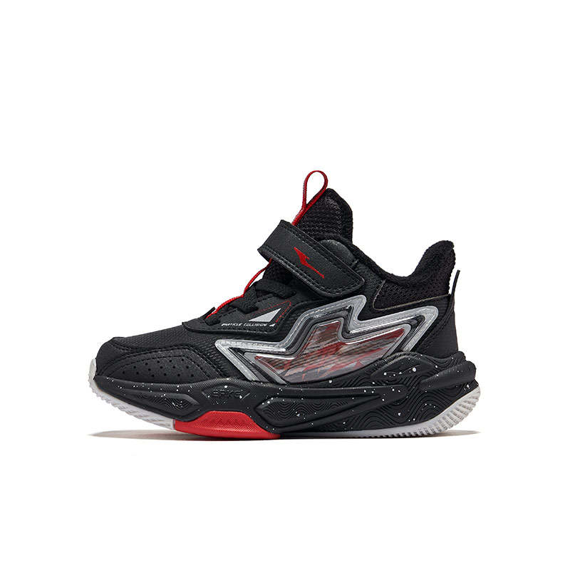 ERKE KIDS Abrasion Resistant Support Children's Basketball Shoes Jet Black Crimson Cinnabar Red Kids'