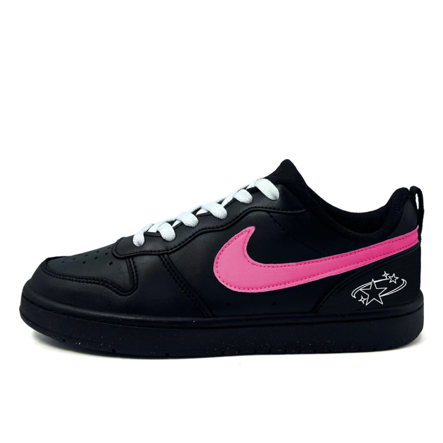 Nike Nike Court Borough Sparkle Star Hook Slip Resistant Low top Kids' Skateboarding Shoes Black Teenagers