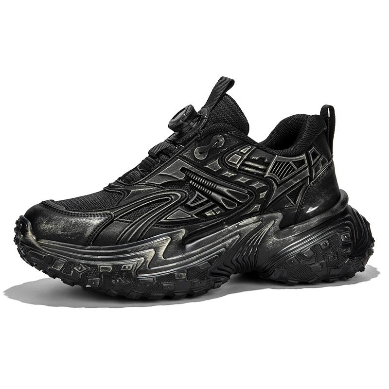 KUDING Mesh Cushioning Slip Resistant Breathable Lightweight Height Increasing Low top Chunky Sneakers Men's