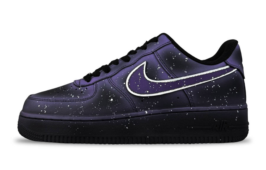 Nike Nike Air Force 1 Slip Resistant Anti Kick Low top Kids' Skateboarding Shoes Black Purple Teenagers