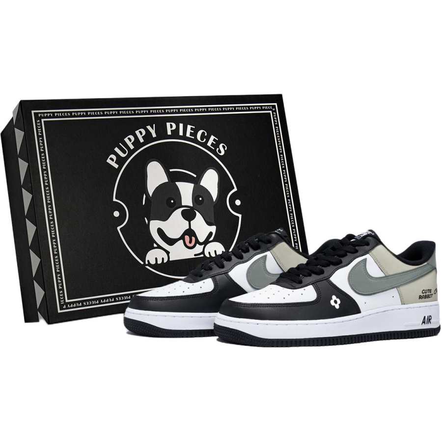 Nike Nike Air Force 1 Puppy Fragment, Special Shoe Box Leather Low top Kids' Skateboarding Shoes White Teenagers