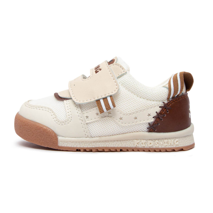 KIDSING Preschool White Sneakers Comfortable Anti Kick Slip Resistant Abrasion Resistant Breathable