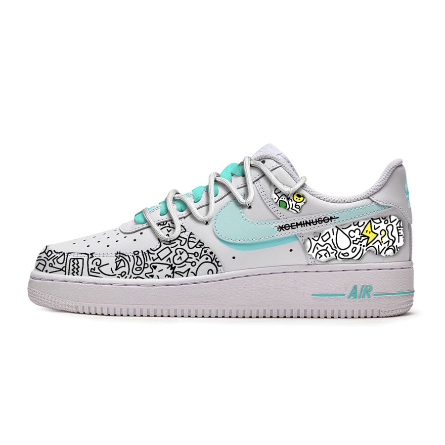 Nike Nike Air Force 1 LE Slip Resistant Slip Resistant Low top Kids' Skateboarding Shoes White Green Teenagers