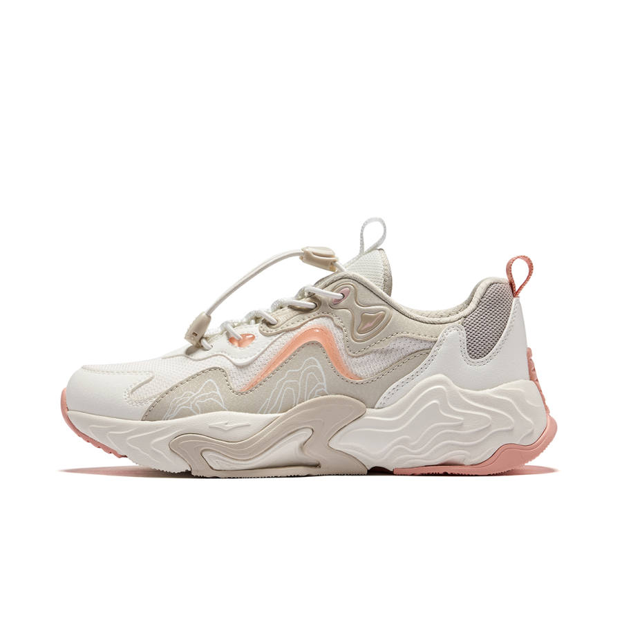 ERKE KIDS Kunlun 3 Synthetic Leather, Textile Low top Kids Lifestyle Shoes Microcrystal White Gray Teenagers