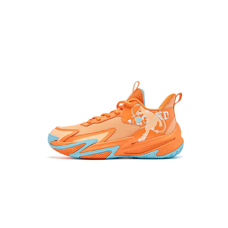QIAODAN Textile, Synthetic Leather Low top Basketball Shoes Orange Unisex