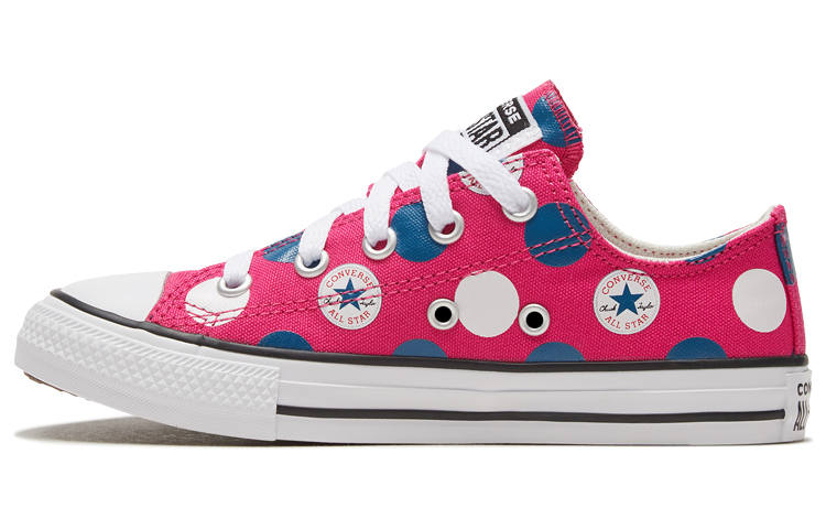 Converse Chuck Taylor All Star Low top Kids Canvas Shoes Blue Pink Polka Dots Teenagers