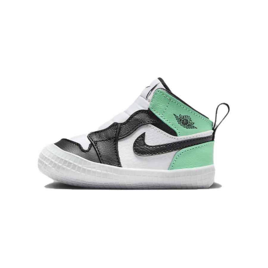 Jordan Jordan Air Jordan 1 Cushioning, Wear Resistant Mid top Toddler Shoes White Green Black Infant And Toddler