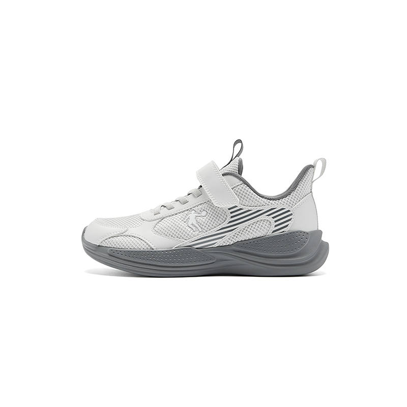 QIAODAN Synthetic Leather, Textile Low top Running Shoes Light Gray/Coal Gray Teenagers