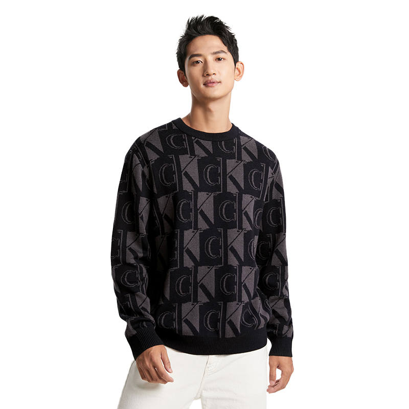 Calvin Klein Sweaters Men's BEH Space Black Crew Neck Moderate Other