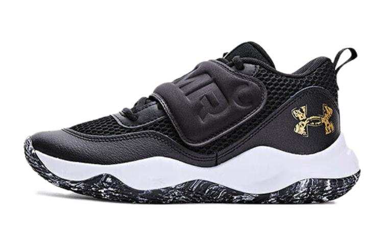 Under Armour Fabric Slip Resistant Low top Children's Basketball Shoes Black Teenagers