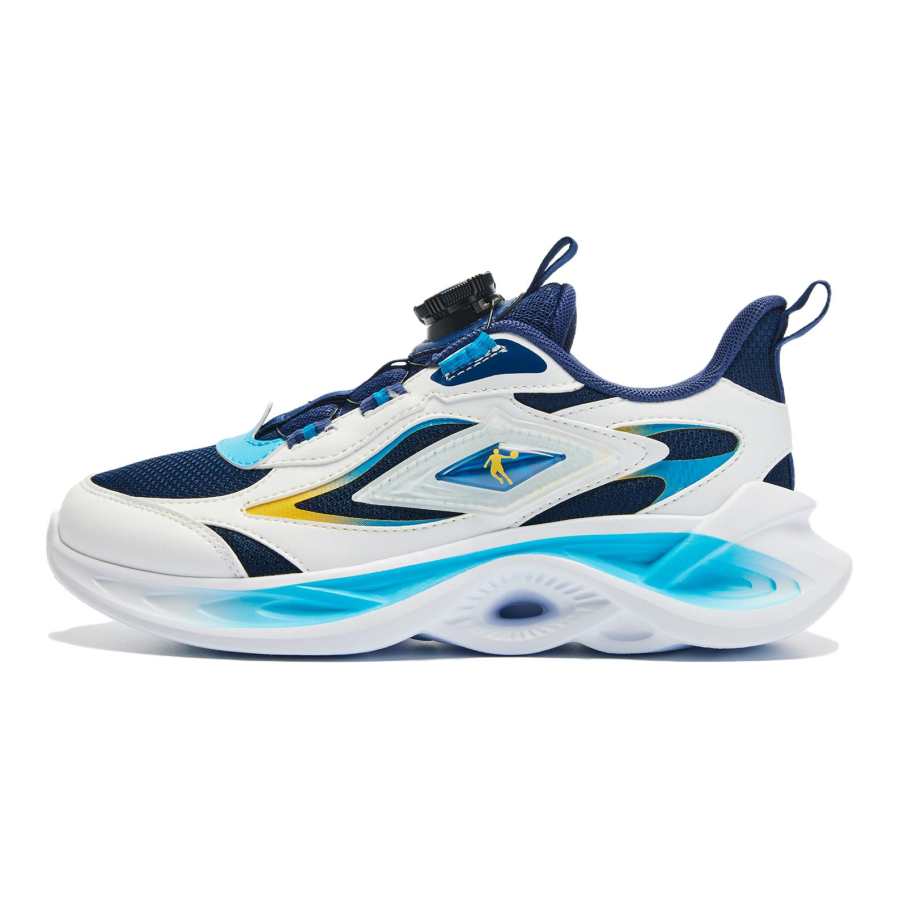 QIAODAN Fabric Slip Resistant Abrasion Resistant Low top Kids' Running Shoes Blue White Kids'
