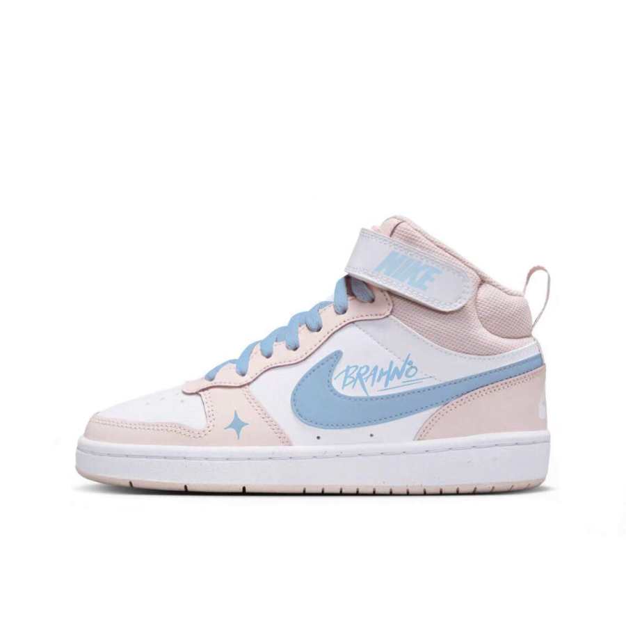 Nike Nike Court Pink Undertone Ice Blue Abrasion Resistant Mid top Kids' Skateboarding Shoes Teenagers