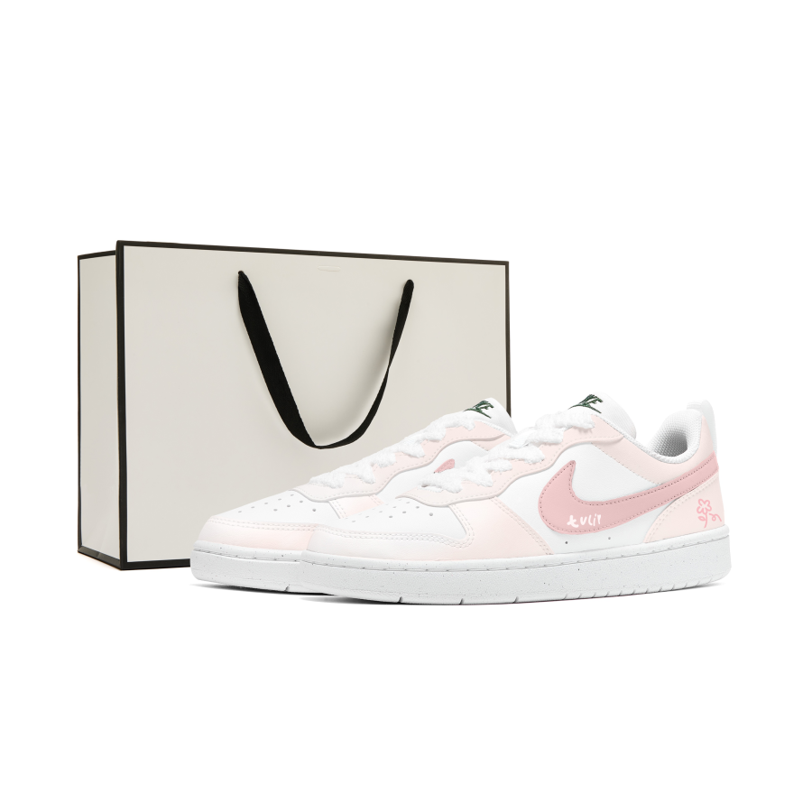 Nike Nike Court Borough Slip Resistant, Abrasion Resistant, Cushioning, Breathable Kids' Skateboarding Shoes Pink White