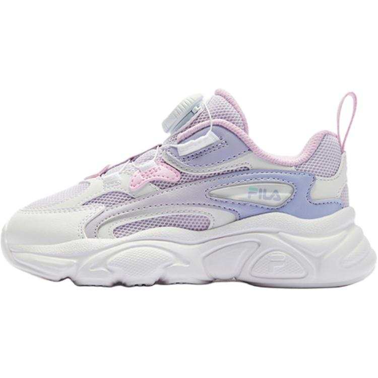 FILA KIDS BOA Slip Resistant Abrasion Resistant Low top Kids' Running Shoes Purple White Children Aged 3 7 Years Old