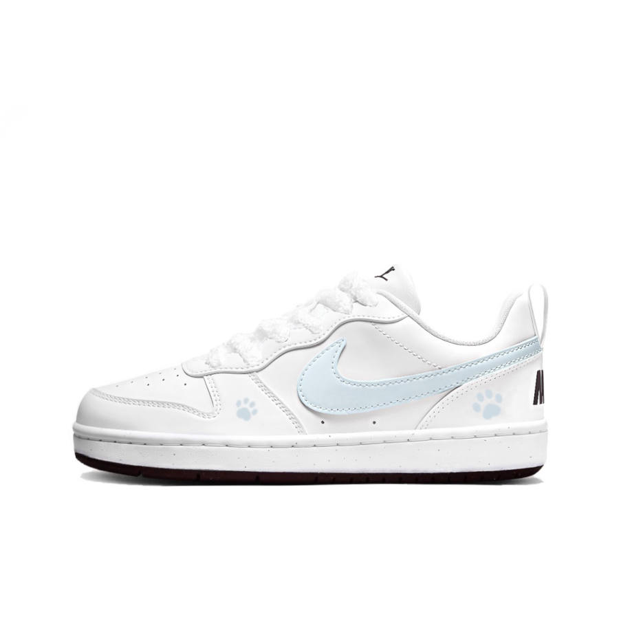 Nike Nike Court Borough PU Polyurethane Cushioning, Wear Resistant Low top Kids' Skateboarding Shoes Blue White Teenagers