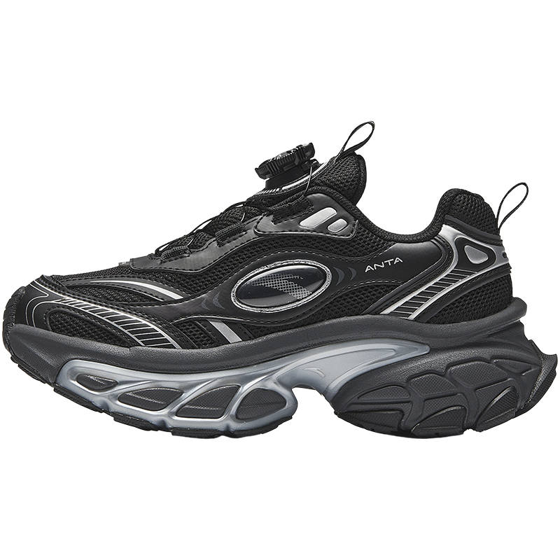 Antakids Feather Of The Sparrow Synthetic Leather Low top Running Shoes Black Silver Teenagers