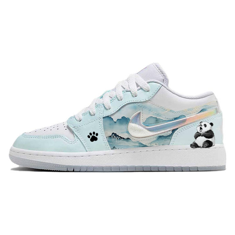 Jordan Jordan Air Jordan 1 Slip Resistant Abrasion Resistant Low top Children's Basketball Shoes Blue Teenagers