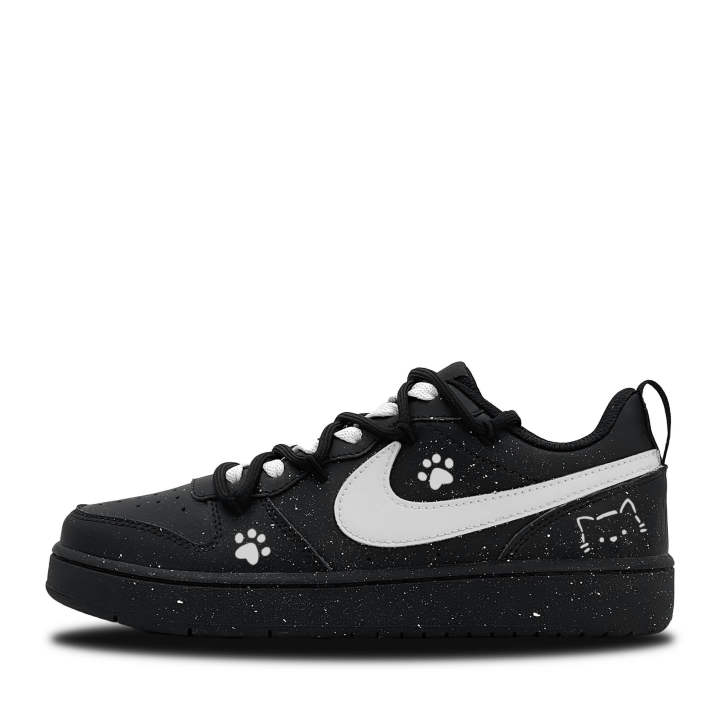 Nike Nike Court Borough Starry Sky Cat Language Leather Slip Resistant Abrasion Resistant Low top Kids' Skateboarding Shoes