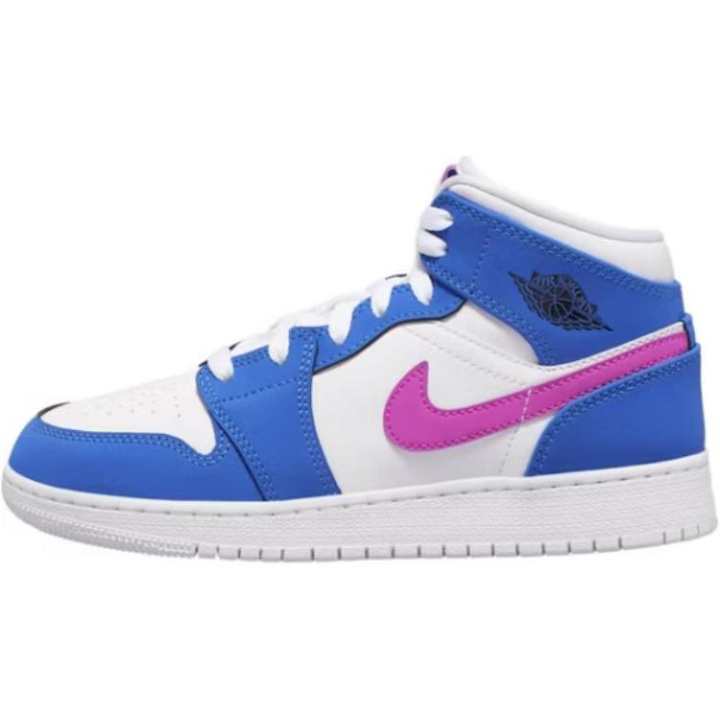 Jordan Jordan Air Jordan 1 Mid top Basketball Shoes White Blue Unisex