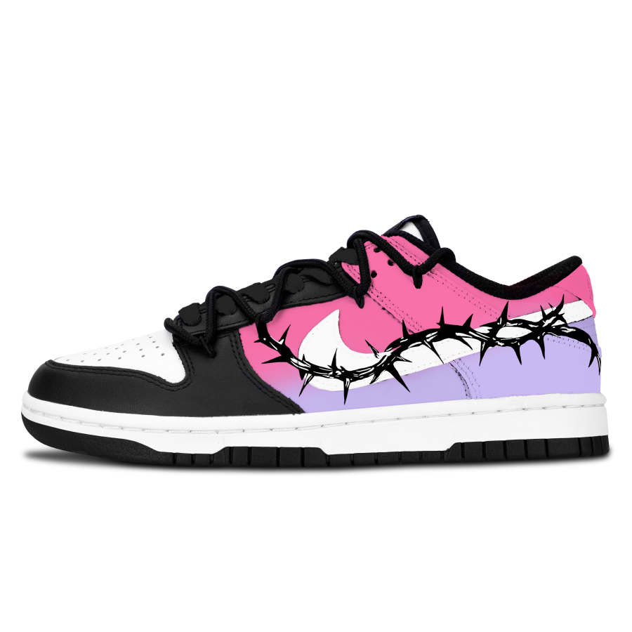 Nike Nike Dunk Black White, Purple Cactus Graceful Leather Slip Resistant Abrasion Resistant