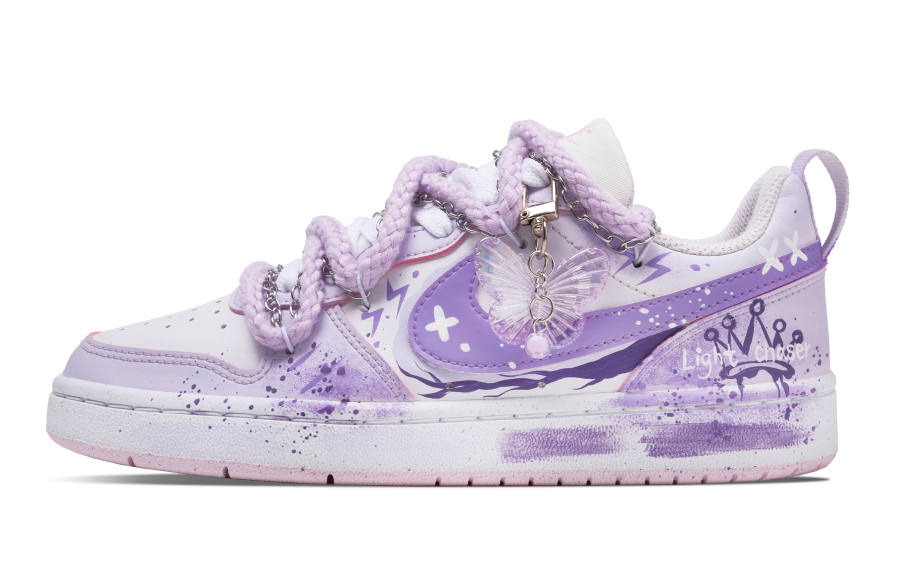 Nike Nike Court Borough Wisteria Wonderland Slip Resistant Abrasion Resistant Low top Kids' Skateboarding Shoes Taro Purple