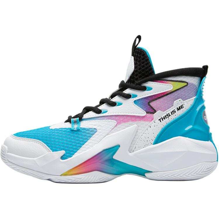 QIAODAN Mid top Basketball Shoes White Blue Unisex