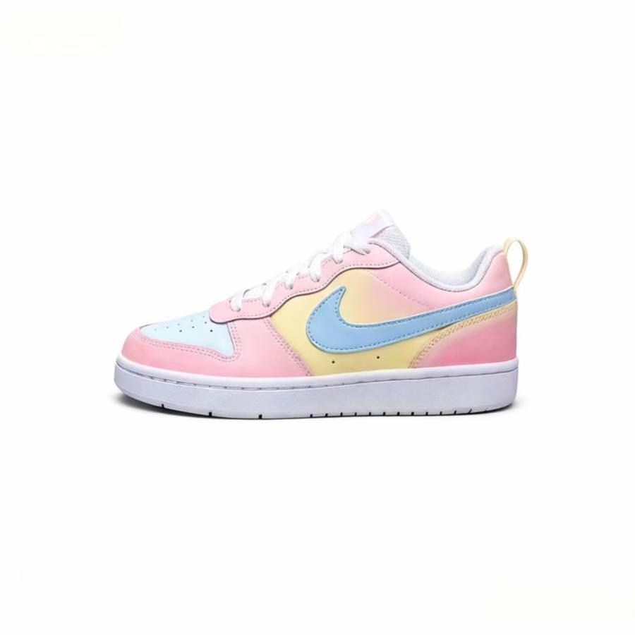 Nike Nike Court Borough Rainbow Jelly Leather Slip Resistant Cushioning Low top Kids' Skateboarding Shoes Pink Blue Unisex
