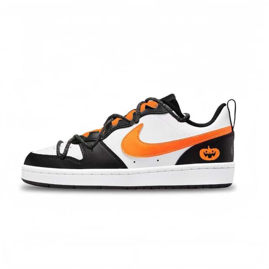 Nike Nike Court Borough Halloween Pumpkin Abrasion Resistant Low top Kids' Skateboarding Shoes Black Orange Unisex