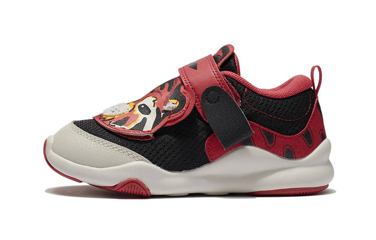 Li-Ning YOUNG Li Ning YOUNG Tiger's Might Sports Slip Resistant Cushioning Abrasion Resistant Low top Kids Lifestyle Shoes Black Red