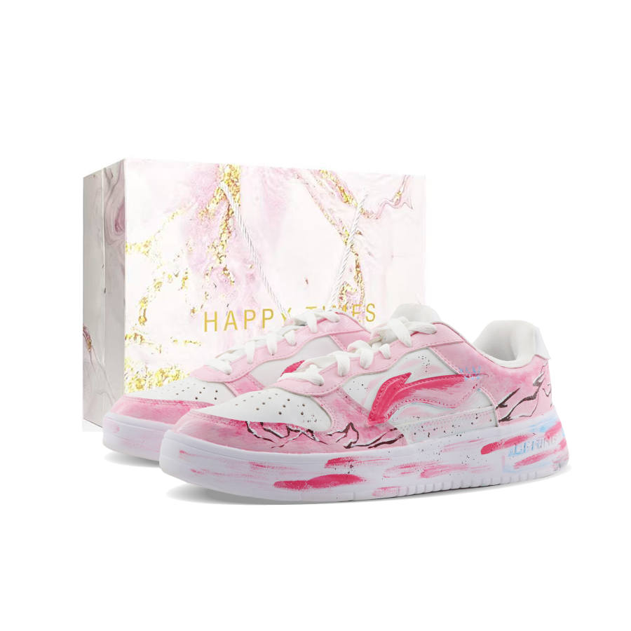 Li-Ning Li Ning Floating Boat Abrasion Resistant Height Increasing Low top Skateboard Shoes Unisex Pink