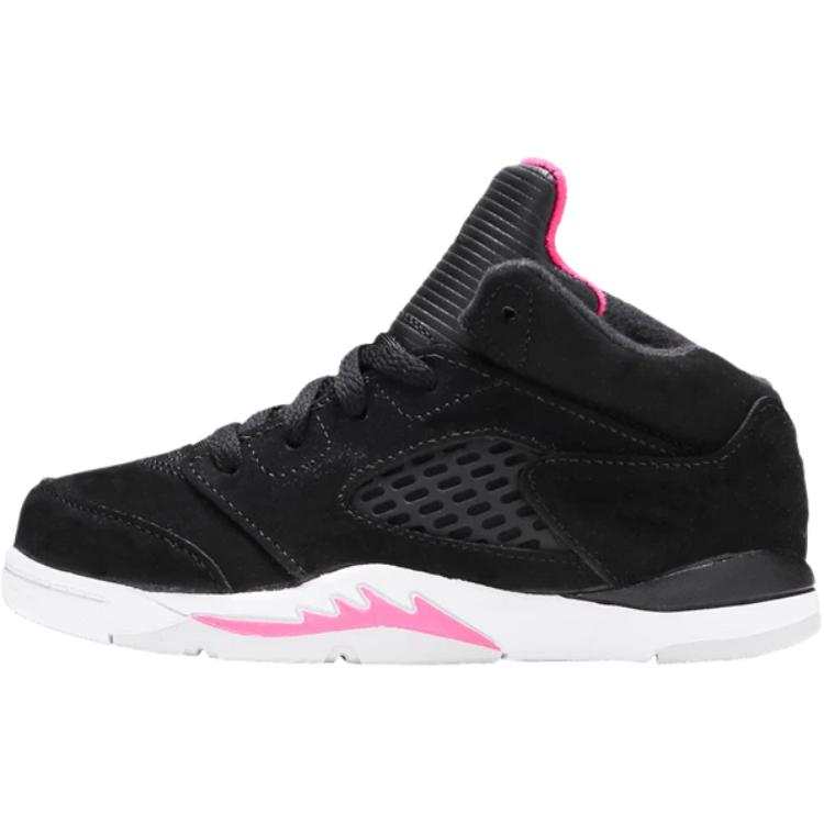 Jordan Jordan Air Jordan 5 Leather Mid top Children's Basketball Shoes Black/Deadly Pink/White Kids'