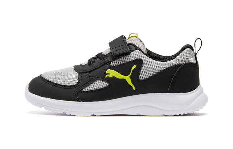 PUMA Hook and loop Abrasion Resistant Low top Kids' Running Shoes Black Gray Children Aged 3 7 Years Old