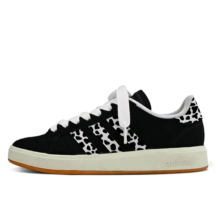 Adidas Adidas Grand Court Base 00s Snow Leopard Synthetic Leather, Split Cow Leather Abrasion Resistant Abrasion Resistant