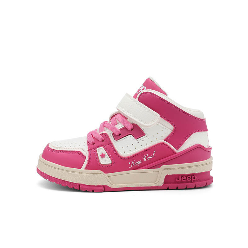 Jeep Synthetic Leather Soft Sole Mid top Kids' Skateboarding Shoes Pink Kids'