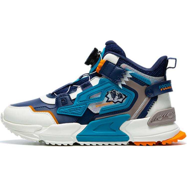 QIAODAN Comfortable High top Running Shoes White Blue Unisex