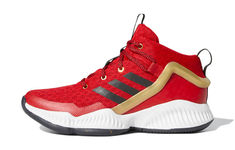 Adidas Adidas Lockdown J Mid top Children's Basketball Shoes Red Black Gold Teenagers