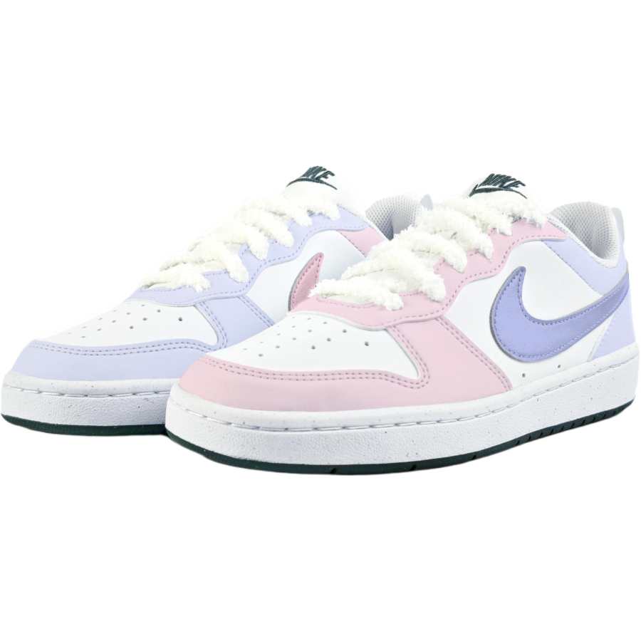 Nike Nike Court Borough Blue Pink Dreamy Slip Resistant Abrasion Resistant Low top Kids' Skateboarding Shoes White Teenagers