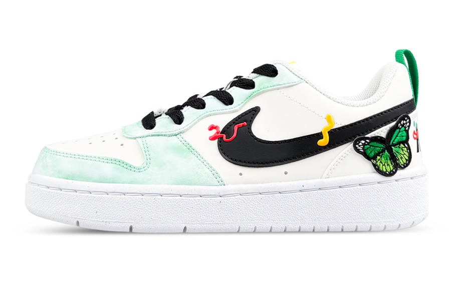 Nike Nike Court Borough Slip Resistant Abrasion Resistant Low top Kids' Skateboarding Shoes White Green Teenagers