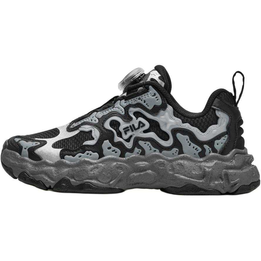 FILA KIDS Fossil Shoes Lightweight Cushioning Low top Kids' Running Shoes Black/Castle Gray Teenagers
