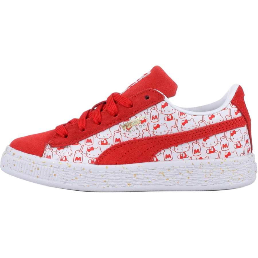 PUMA Hello Kitty x PUMA Suede Classic Low top Kids' Skateboarding Shoes Red White Children Aged 3 7 Years Old
