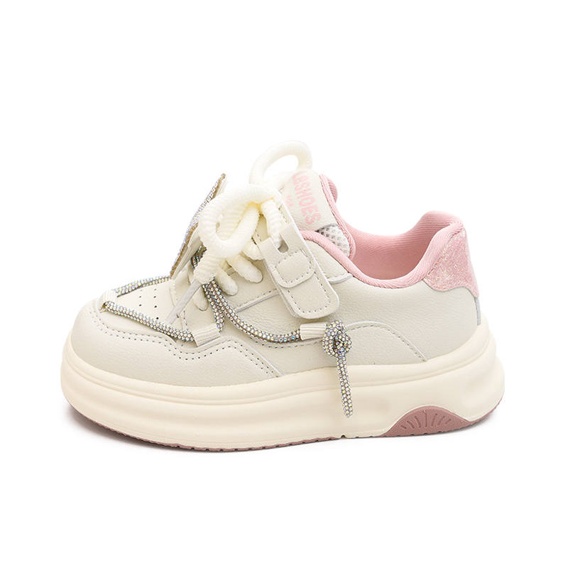 BODING BODING Slip Resistant Lightweight Cushioning Low top Kids' Skateboarding Shoes Beige Pink Kids'