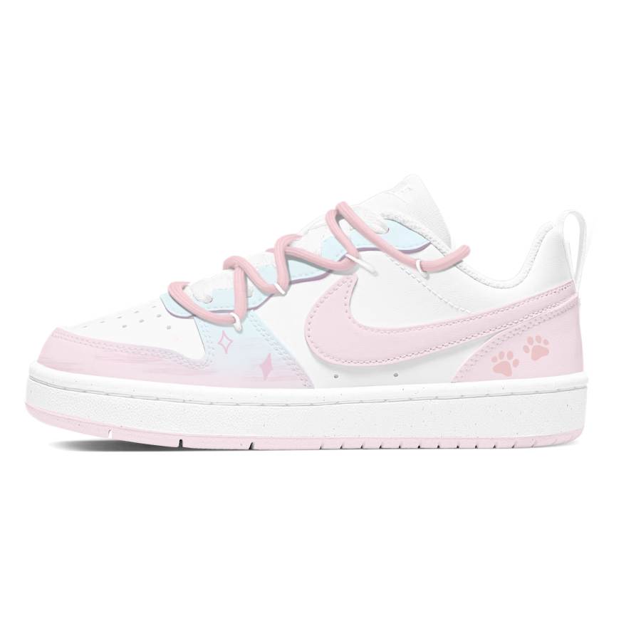 Nike Nike Court Borough Peach Blossom Cat Paw Synthetic Leather Abrasion Resistant Low top Kids' Skateboarding Shoes
