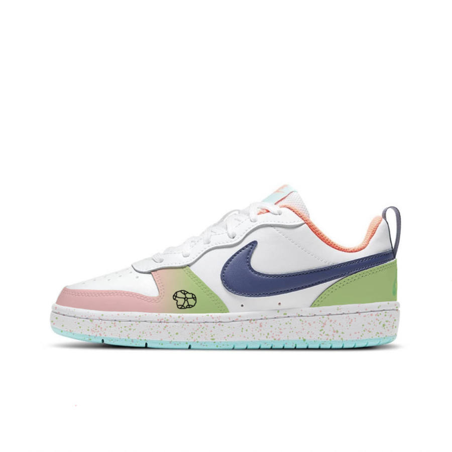 Nike Nike Court Borough 2 Lotus Synthetic Leather Low top Kids' Skateboarding Shoes White Pink Green