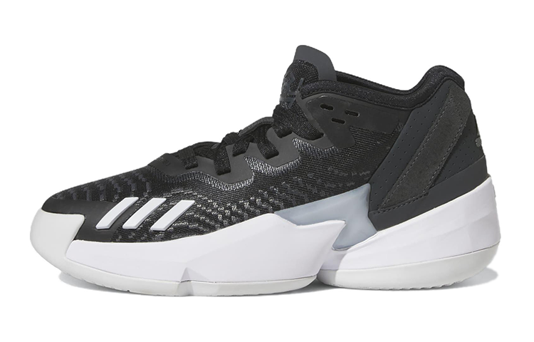 Adidas Adidas D.O.N. Issue #4 Slip Resistant Abrasion Resistant Low top Children's Basketball Shoes Black White Teenagers