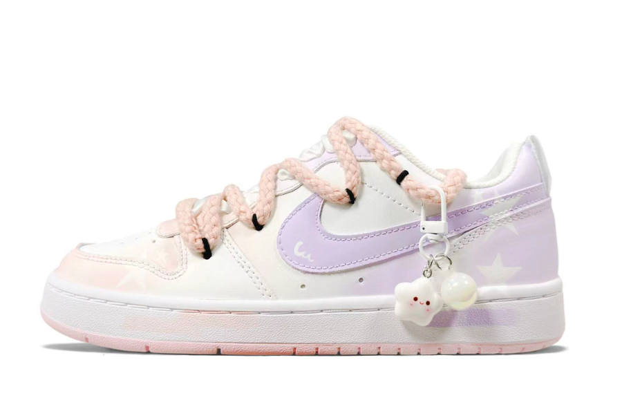 Nike Nike Court Borough Stars Variation Slip Resistant Abrasion Resistant Low top Kids' Skateboarding Shoes Pink Purple