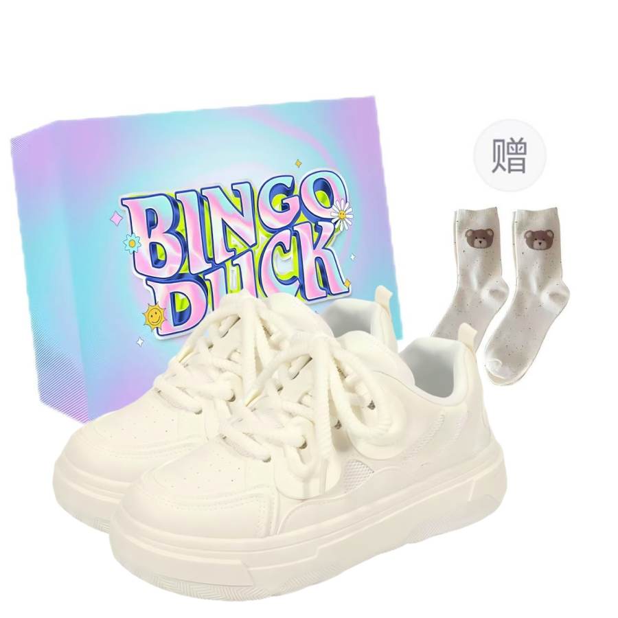 BINGO DUCK Slip Resistant Slip Resistant Low top Skateboard Shoes Women's White